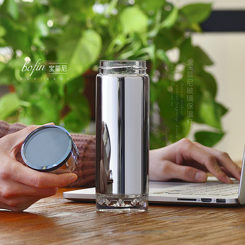 Ice Bucket Silver - Tasse Thermos en verre avec filtre,