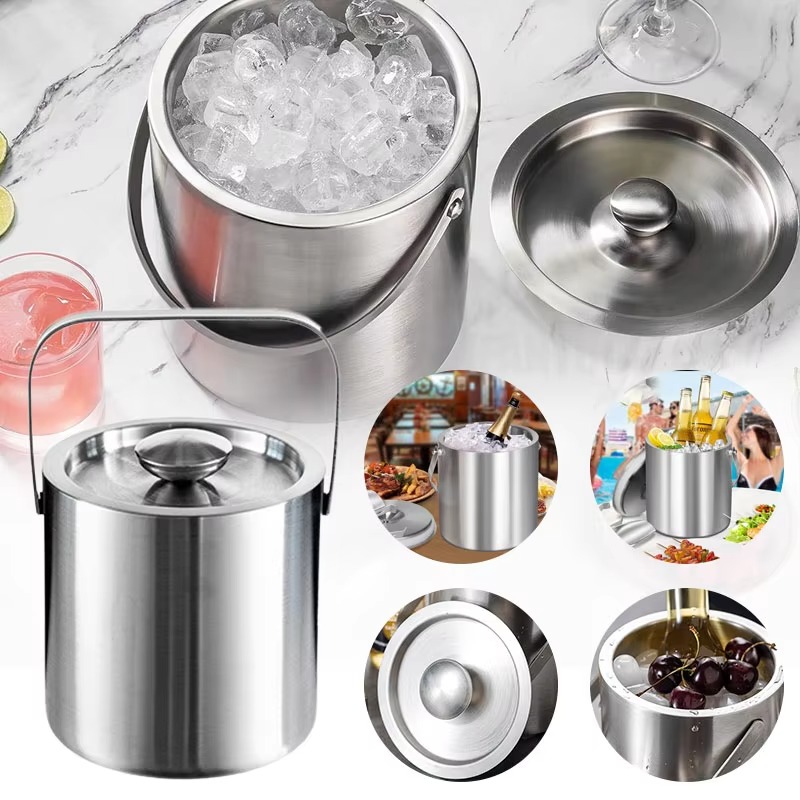 Ice Bucket Silver - Seau à glace isotherme en acier